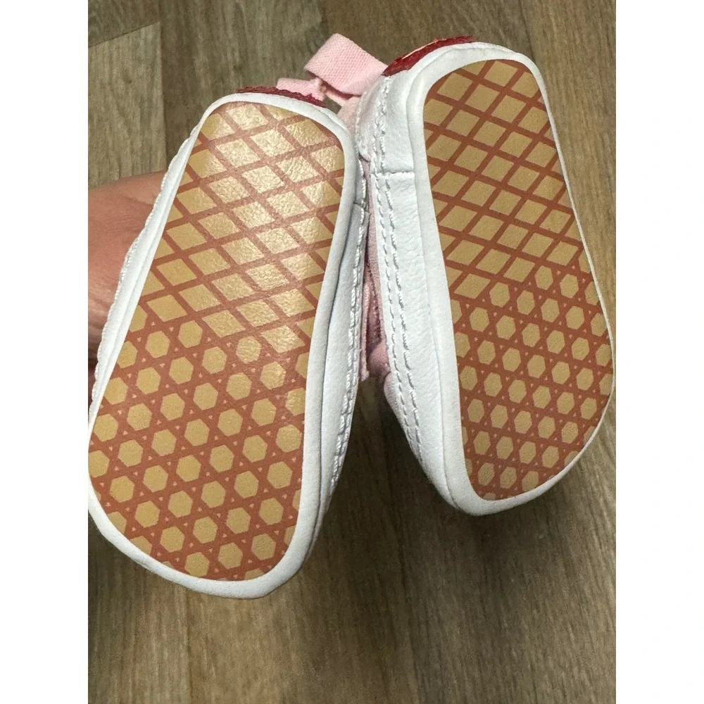 Vans Slip-On V Infant Pink White Checkerboard Crib Shoes Size 1.0 Soft Sole